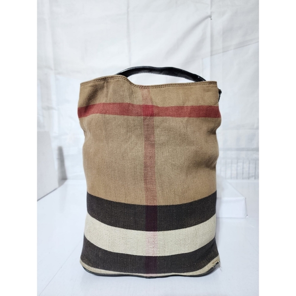 BURBERRY Canvas Mega Check Medium Ashby Hobo Saddle Bag Brown/Beige - Picture 8 of 14